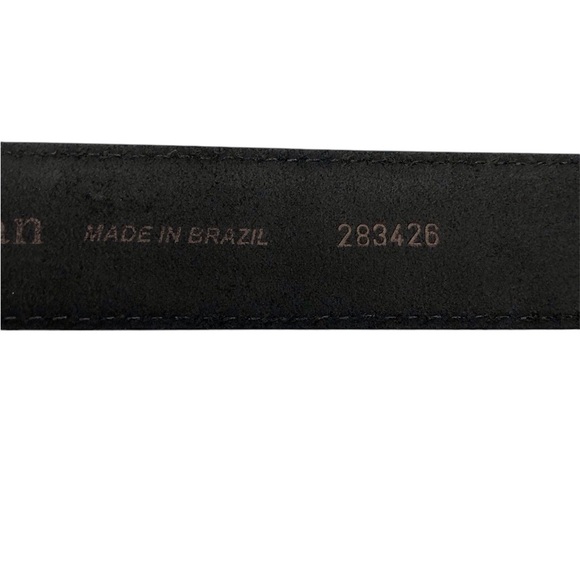 LL Bean Mens Large 38 Black Leather Belt Width 1-1/2 add in Brazil EUC - Picture 2 of 4